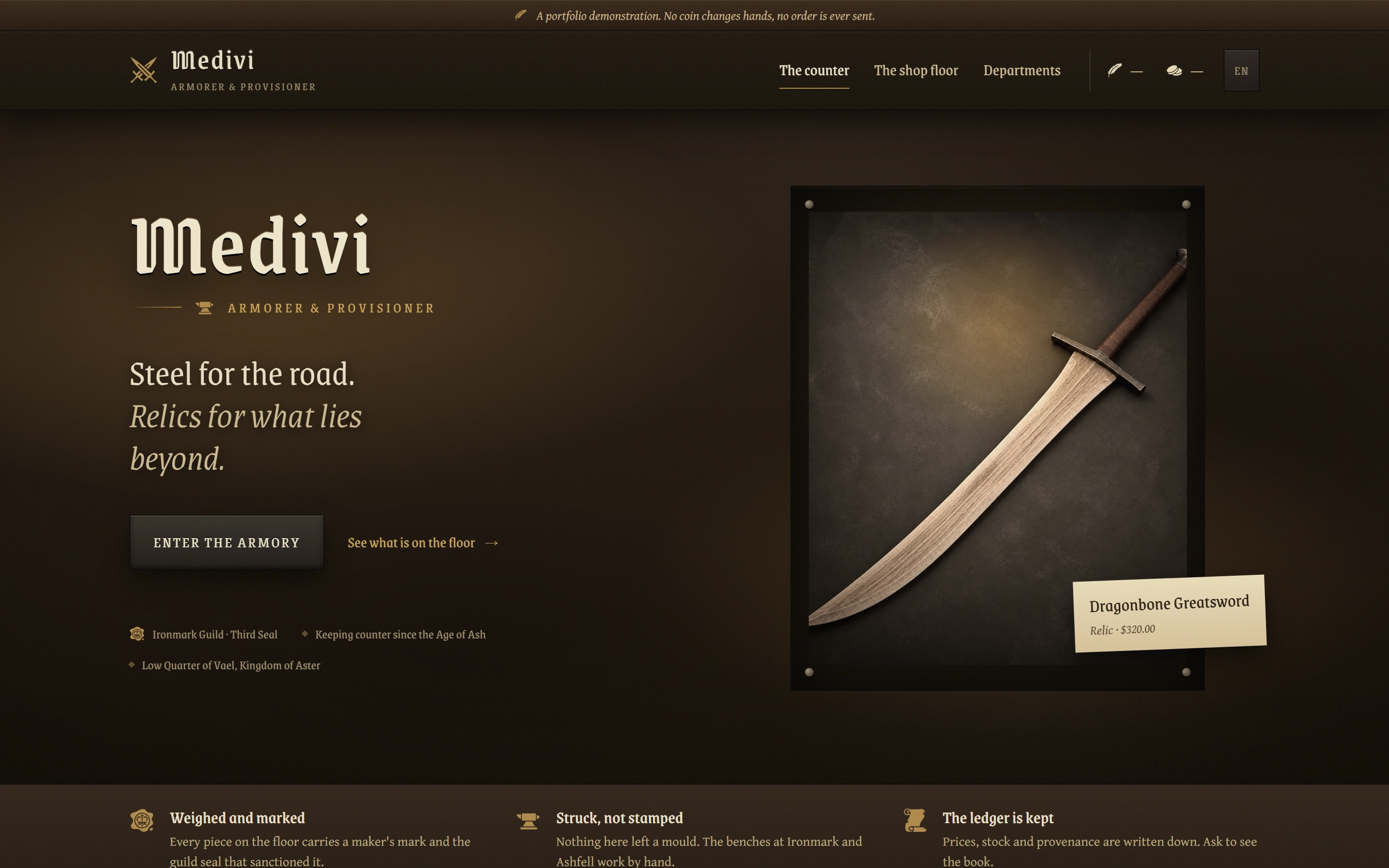 Screenshot of the Medivi Shop home page